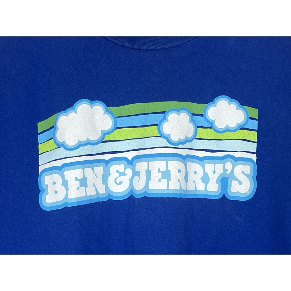Ben & Jerry's Blue Cloud Pattern T-shirt Staff Uniform 19x26" - Picture 4 of 7